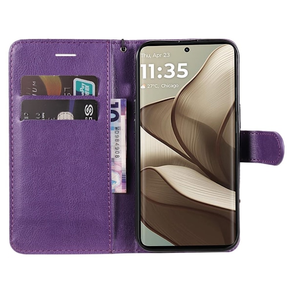 SKALO Motorola Edge 50 5G PU-læder Pungetui - Vælg farve Purple