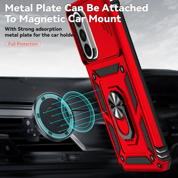SKALO Samsung A36 5G Armor Metallirengas Kameraliukusuoja Suojakuori - Punainen Red