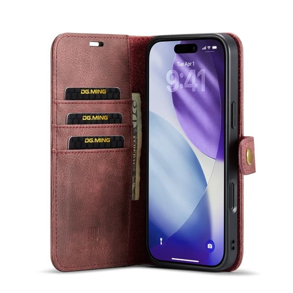 DG MING iPhone 17 Pro Max 2-i-1 Magnet Plånboksfodral - Röd Röd