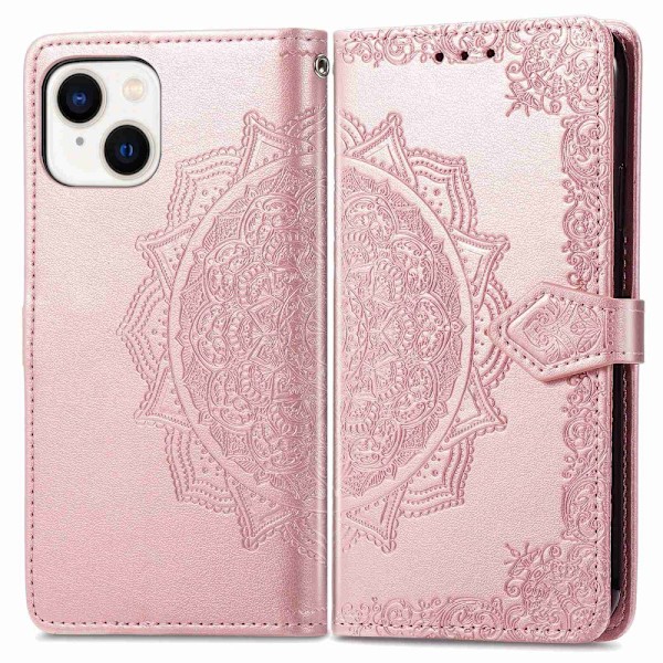 SKALO iPhone 14 Mandala Plånboksfodral - Roséguld Rosa guld