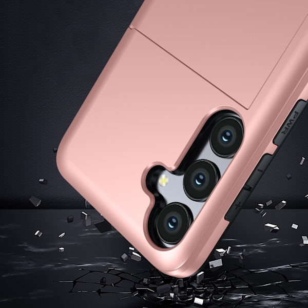 SKALO Samsung S24 FE Armor Suojakuori korttikotelo - Ruusukulta Pink gold