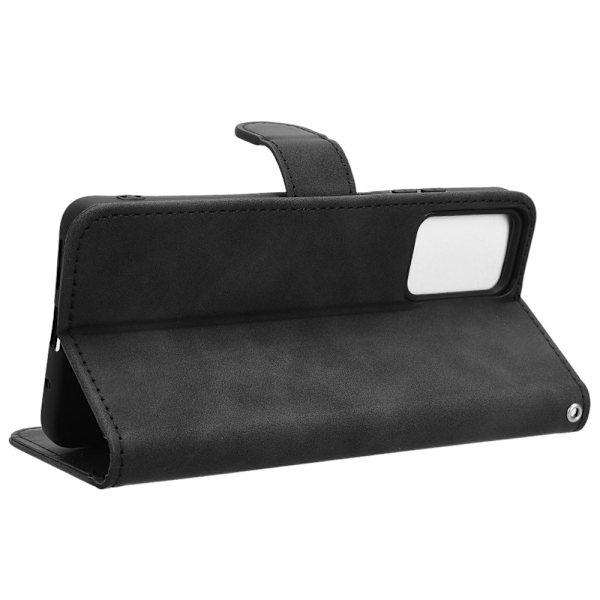 SKALO Motorola Moto E14 4G Matt PU Nahka lompakkokotelo - Musta Black