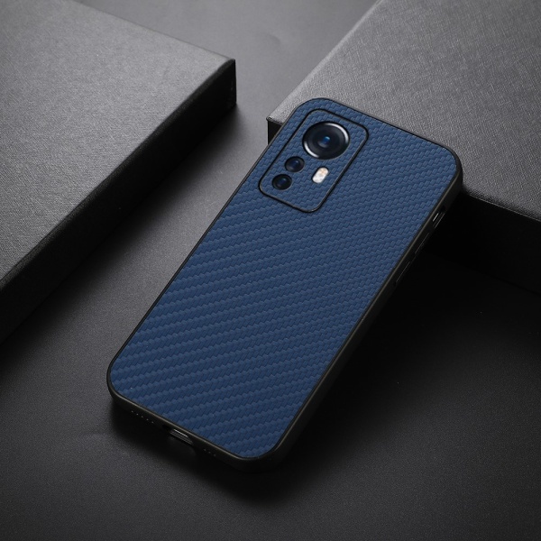 SKALO Xiaomi 12 Pro Carbon Fiber TPU-skal - Blå Blå