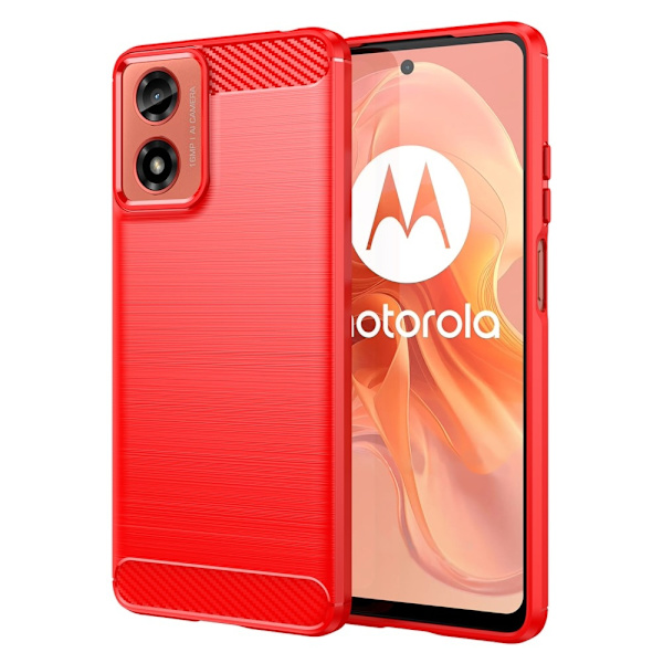 SKALO Motorola Moto E14 4G Armor Carbon Stöttåligt TPU-skal - Fler färger Röd
