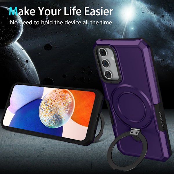 SKALO Samsung A15 4G Armor Hybridi metallirengas kuori - Tumman violetti Dark purple