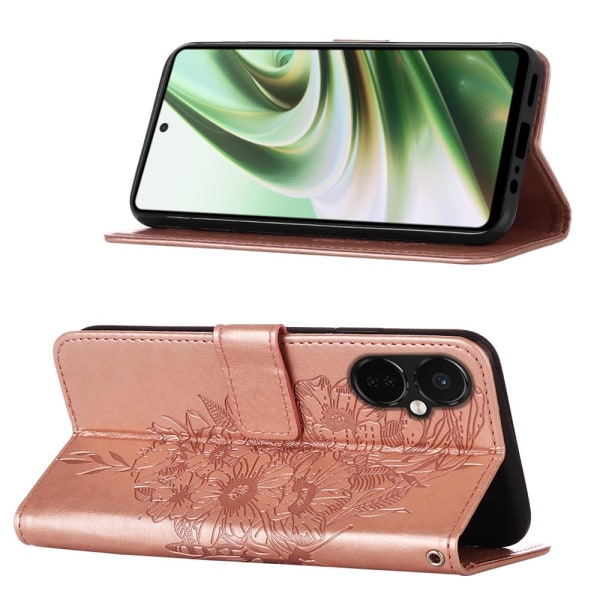 SKALO OnePlus Nord CE 3 Lite 5G Mandala Butterfly Flip Cover - R Pink gold