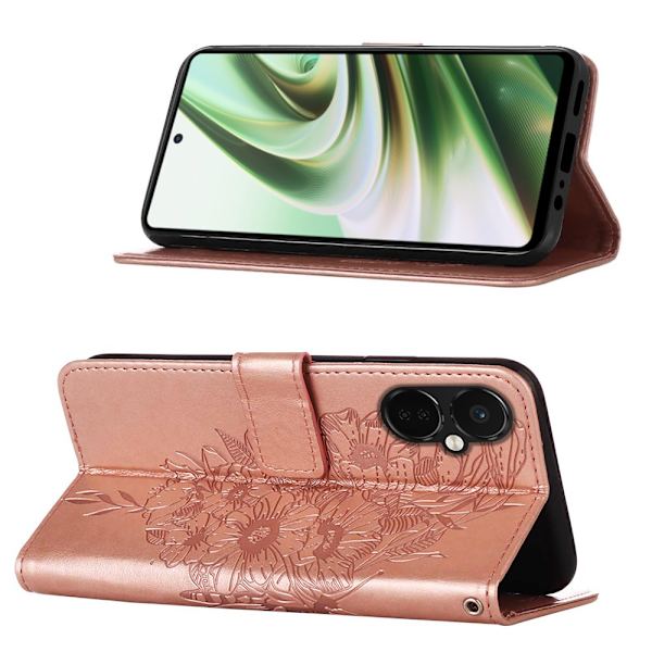 SKALO OnePlus Nord CE 3 Lite 5G Mandala Butterfly lompakkokotelo - Ruusukulta Pink gold