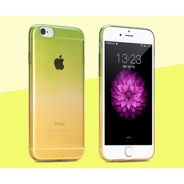 Gradient färgade Silikon TPU-Skal till iPhone 7/8 - Olika färger MultiColor Grön/Gul