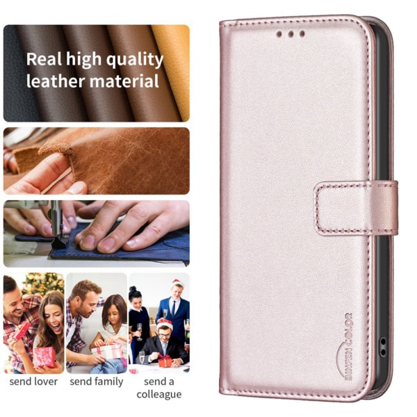 Motorola Moto G84 5G BINFEN COLOR Embossed Plånboksfodral - Roséguld Rosa guld