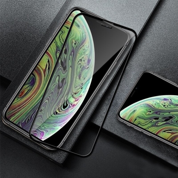 SKALO iPhone XS Max Heltäckande Skärmskydd Härdat Glas - Svart Svart