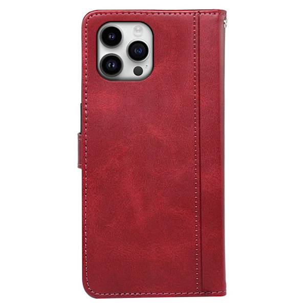 SKALO iPhone 16 Pro Plånboksfodral i PU-Läder - Röd Röd