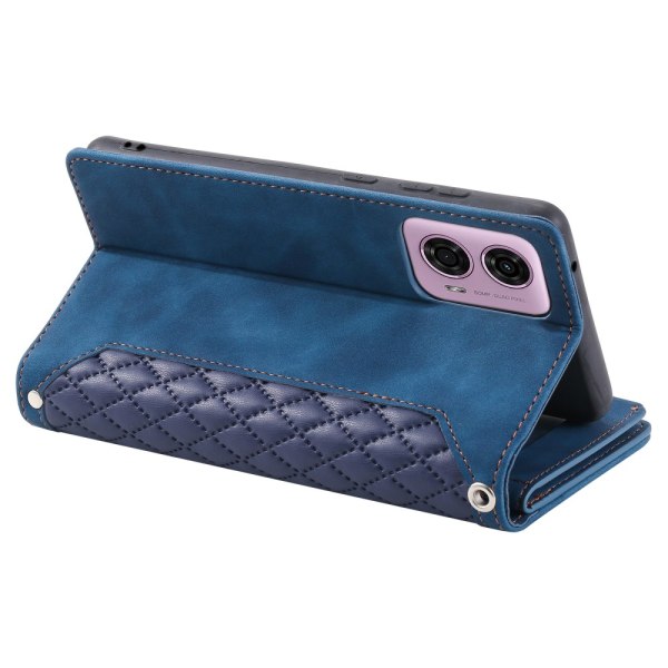 SKALO Motorola Moto G04 Big Wallet Quilted Flip Cover - Blå Blue