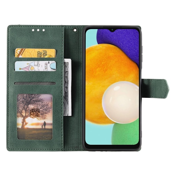SKALO Samsung S25 Premium PU-læder Splicing Flip Cover - Grøn Green