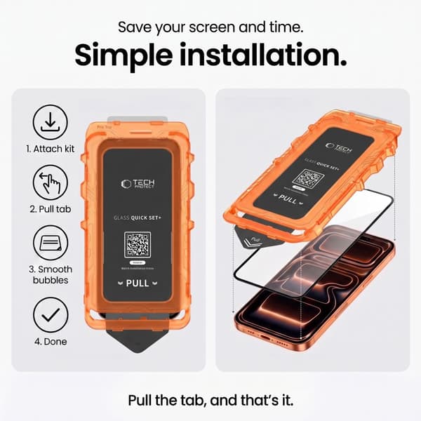 2-KPL Tech-Protect Quick Set+ Näytönsuoja Karkaistua Lasia sopii  iPhone 17 Pro - Musta Black