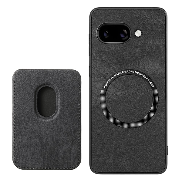 SKALO Google Pixel 9a PU-Läder Magnetisk Korthållare Skal - Svart Svart