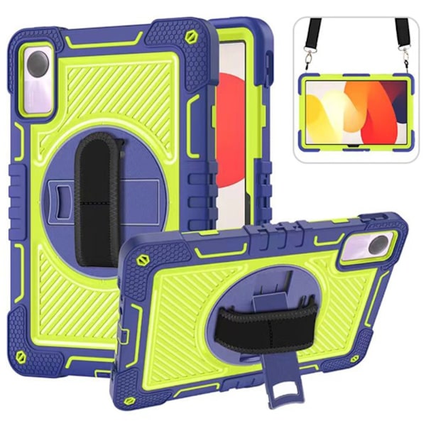 SKALO Xiaomi Redmi Pad SE Extra Shockproof Armor 360 Kahva/Tripod Suojakuori - Sininen Blue