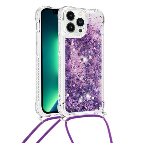 SKALO iPhone 14 Pro Max Juoksuhiekka Glitter Mobile kaulapanta - Purple