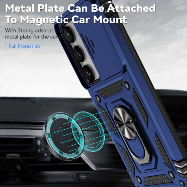 SKALO Samsung S23 Armor Hybrid Metal Ring Camera Slider - Blå Blue