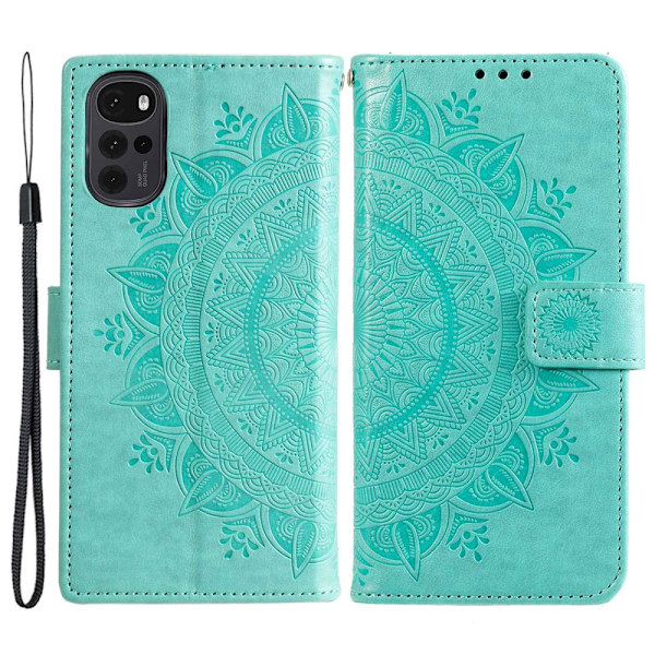 SKALO Motorola Moto G22 Mandala lompakkokotelo - Turkoosi Turquoise