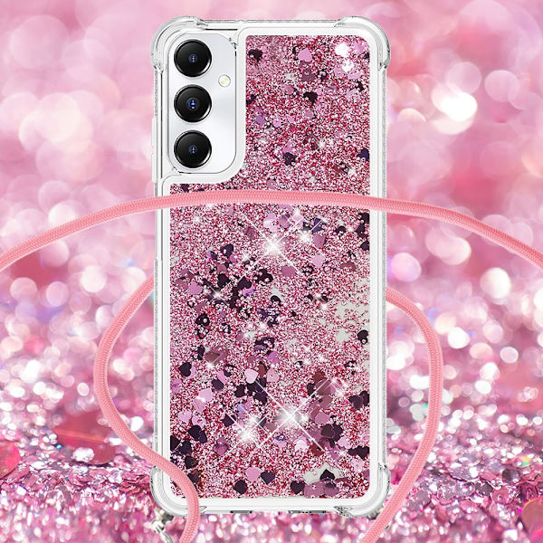 SKALO Samsung A05s 4G Juoksuhiekka Glitter Mobile kaulapanta - Pinkki Pink