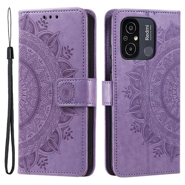 SKALO Xiaomi Redmi 12C 4G Mandala lompakkokotelo - Violetti Purple