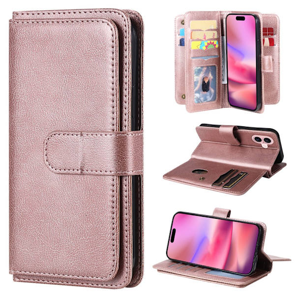 SKALO iPhone 16 10-FACK Plånboksfodral - Roséguld Rosa guld