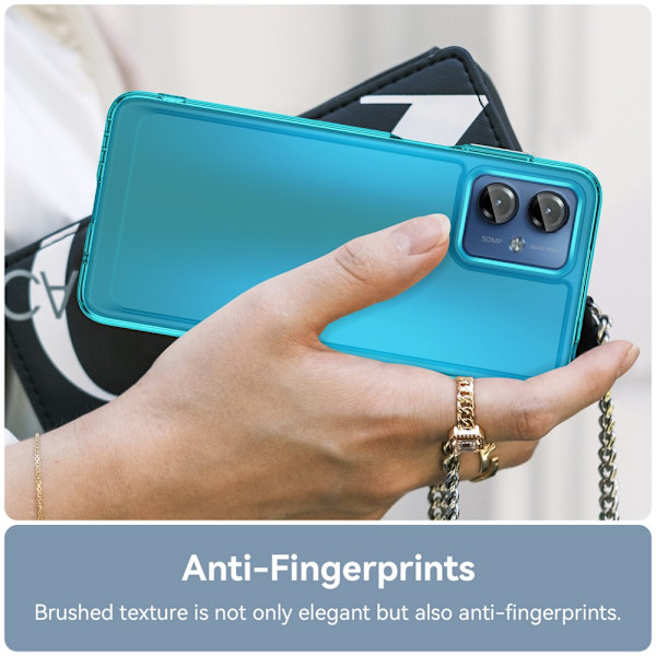 SKALO Motorola Moto G14 Transparent TPU Metal Buttons Cover - Turkis Turquoise