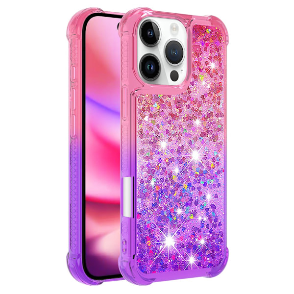 SKALO iPhone 16 Pro Kvicksand Glitter Hjärtan TPU-skal - Rosa-Lila multifärg