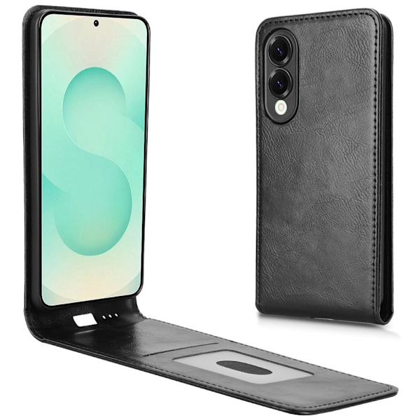 SKALO Samsung S25 Edge Pysty PU-nahka Suojakuori - Musta Black