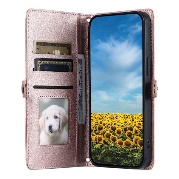 SKALO iPhone 16e PU-Läder Envelope Plånboksfodral - Roséguld Rosa guld