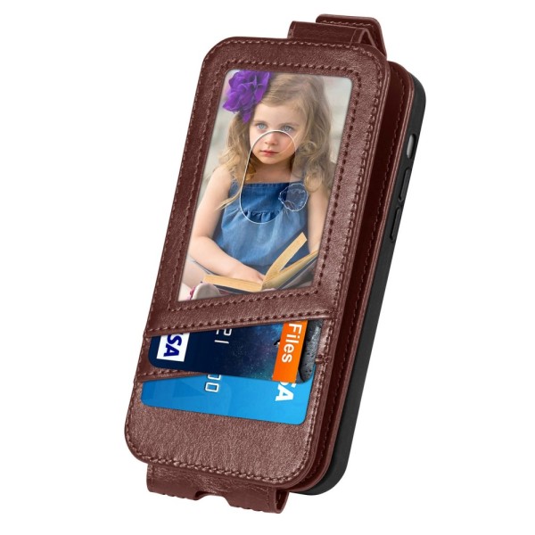 SKALO Samsung A14 4G/5G CASENEO Vertical Flip Lompakkokotelo - Ruskea Brown
