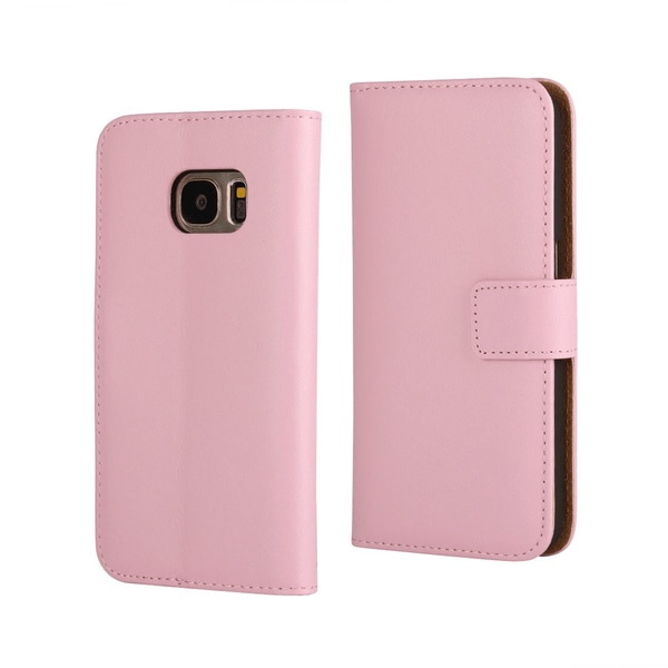 SKALO Samsung S7 Flip Cover m. Pung i Ægte Læder - Vælg farve Light pink