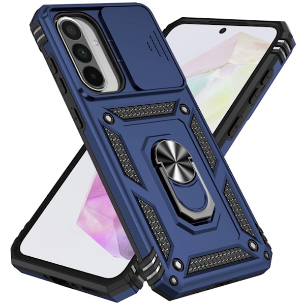 SKALO Samsung A56 5G Armor Metallirengas Kameraliukusuoja Suojakuori - Sininen Blue