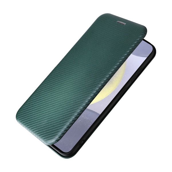SKALO Samsung S25 Carbon Fiber Flip Cover - Grøn Green