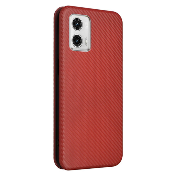 SKALO Motorola Moto G53 5G Carbon Fiber Plånboksfodral - Brun Brun