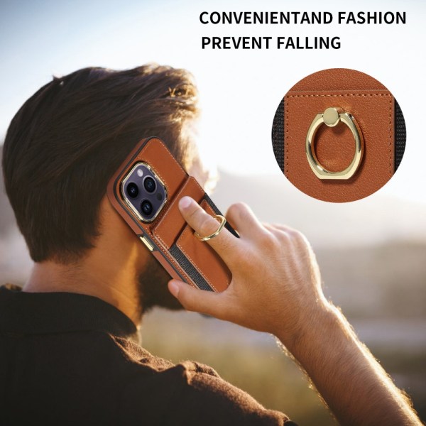 SKALO iPhone 15 Pro PU Läder Skal med Plånbok - Brun Brun