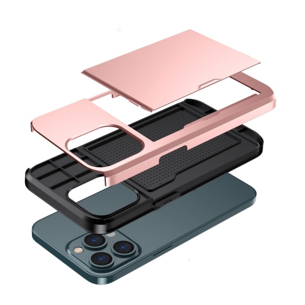 SKALO iPhone 14 Pro Max Armor Cover kortholder - Rosa guld Pink gold
