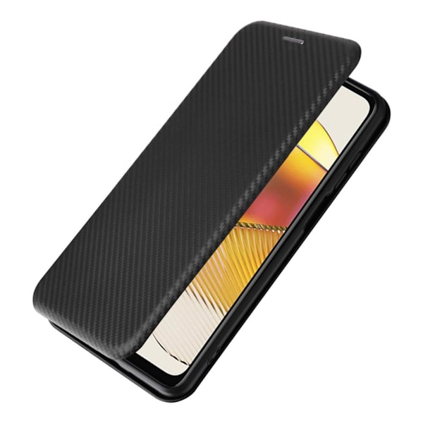 SKALO Motorola Moto G53 5G Carbon Fiber Lompakkokotelo - Musta Black