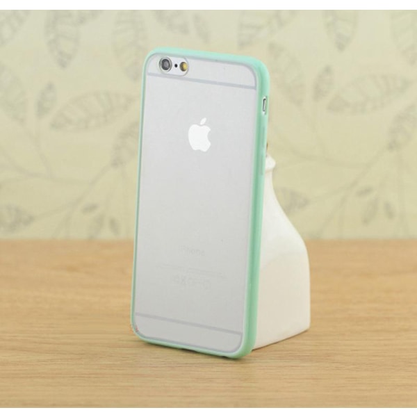 Transparent frostat skal med färgad ram iPhone 6/6S Plus - fler Ljusgrön