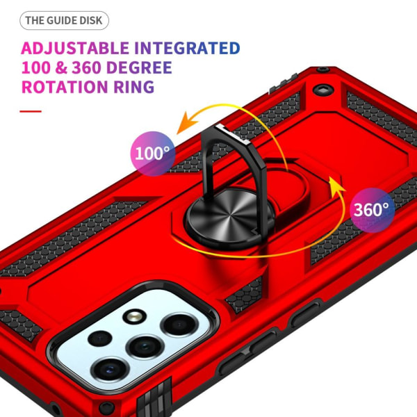 SKALO Samsung A53 5G Armor Hybrid metal ring cover - Rød Red