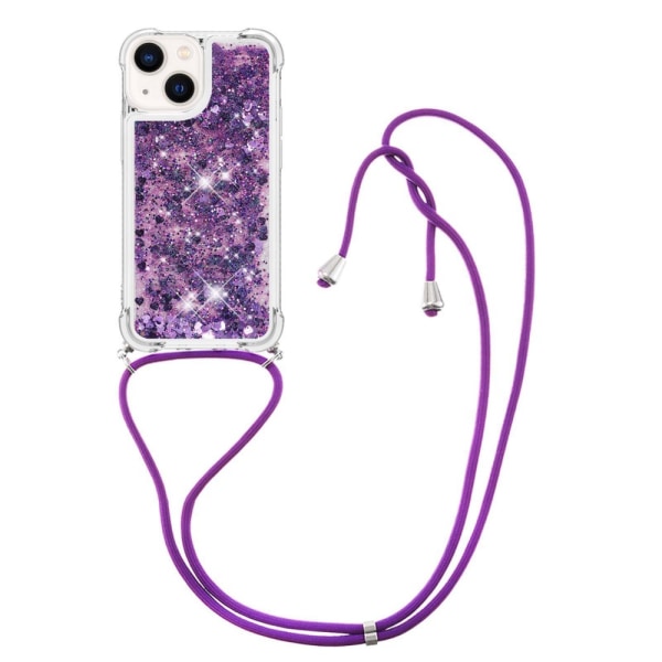 SKALO iPhone 14 Plus Juoksuhiekka Glitter Mobile kaulapanta - Violetti Purple