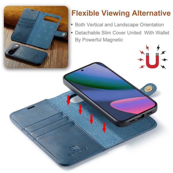 DG MING 2-i-1 Magnet Flip Cover til Google Pixel 11 Pro XL - Blå Blue