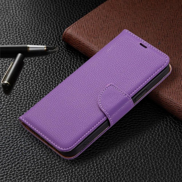 SKALO iPhone 13 Pro Max Premium Litchi Wallet - violetti Purple