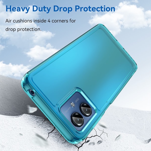 SKALO Motorola Moto G14 Transparent TPU Metal Buttons Cover - Turkis Turquoise