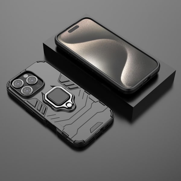 SKALO iPhone 16 Pro Armor Hybridi metallirengas kuori - Musta Black