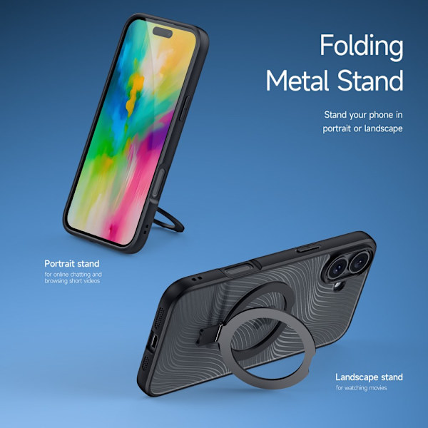 DUX DUCIS iPhone 16 Plus Aimo Series med Metallställ Skal - Svart Svart