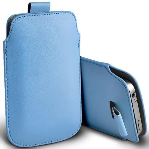 Pull tab / Läderficka - Passar iPhone 5/5S/5C/SE - fler färger Ljusblå