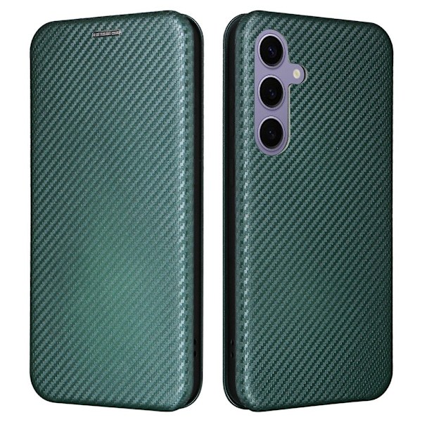 SKALO Samsung S25 Carbon Fiber Lompakkokotelo - Vihreä Green