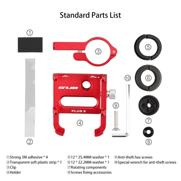 Mobilhållare Metal GUB PLUS 6 Xiaomi Scooter Red