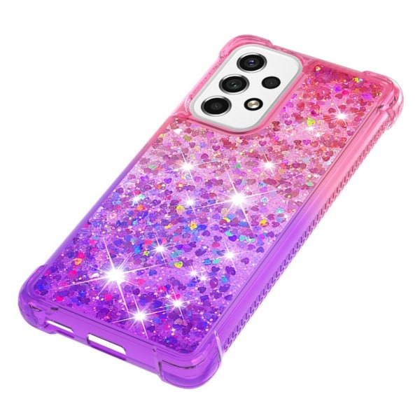 SKALO Samsung A53 5G Juoksuhiekka Glitter Sydämet TPU kuori - Pinkki-Violetti Multicolor